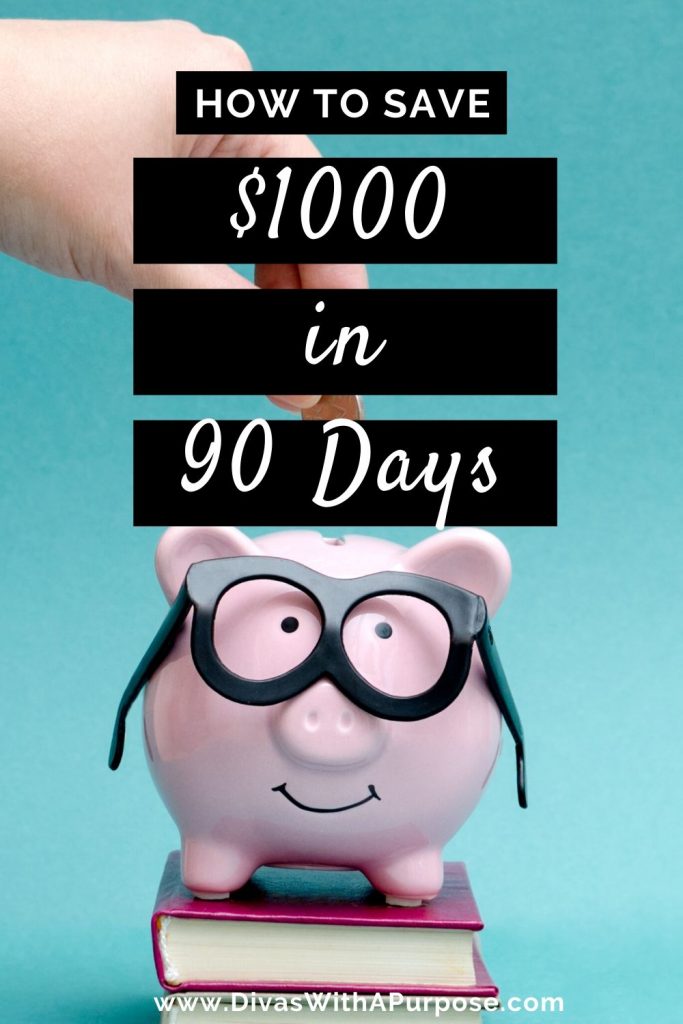 How to Save $1000 in 90 Days starting today with 7 simple actionable steps. The steps will help to begin focusing on your daily habits and create a savings mindset. #savingschallenge #howtosave