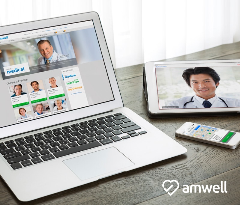 You can use Amwell on your computer, tablet or smart phone