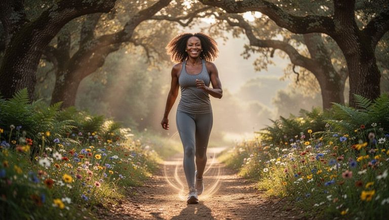 Black woman walking forward confidently symbolizing progress