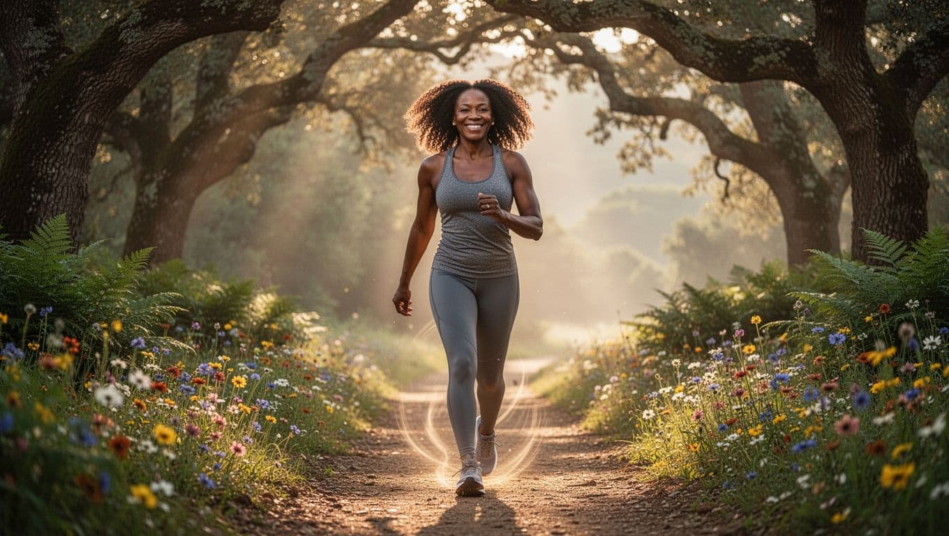 Black woman walking forward confidently symbolizing progress