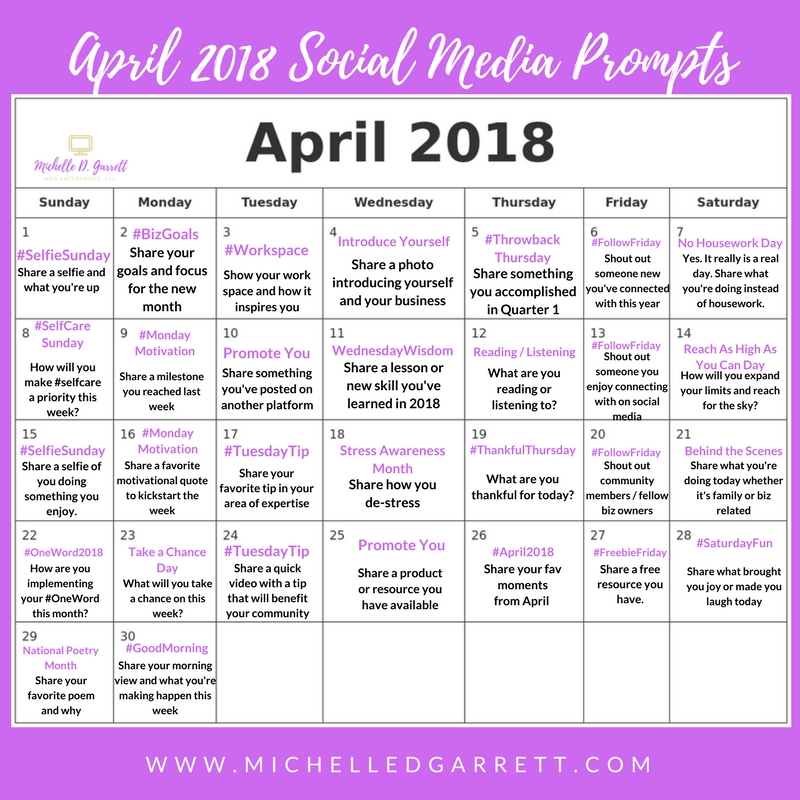 April Social Media prompts for your business accounts