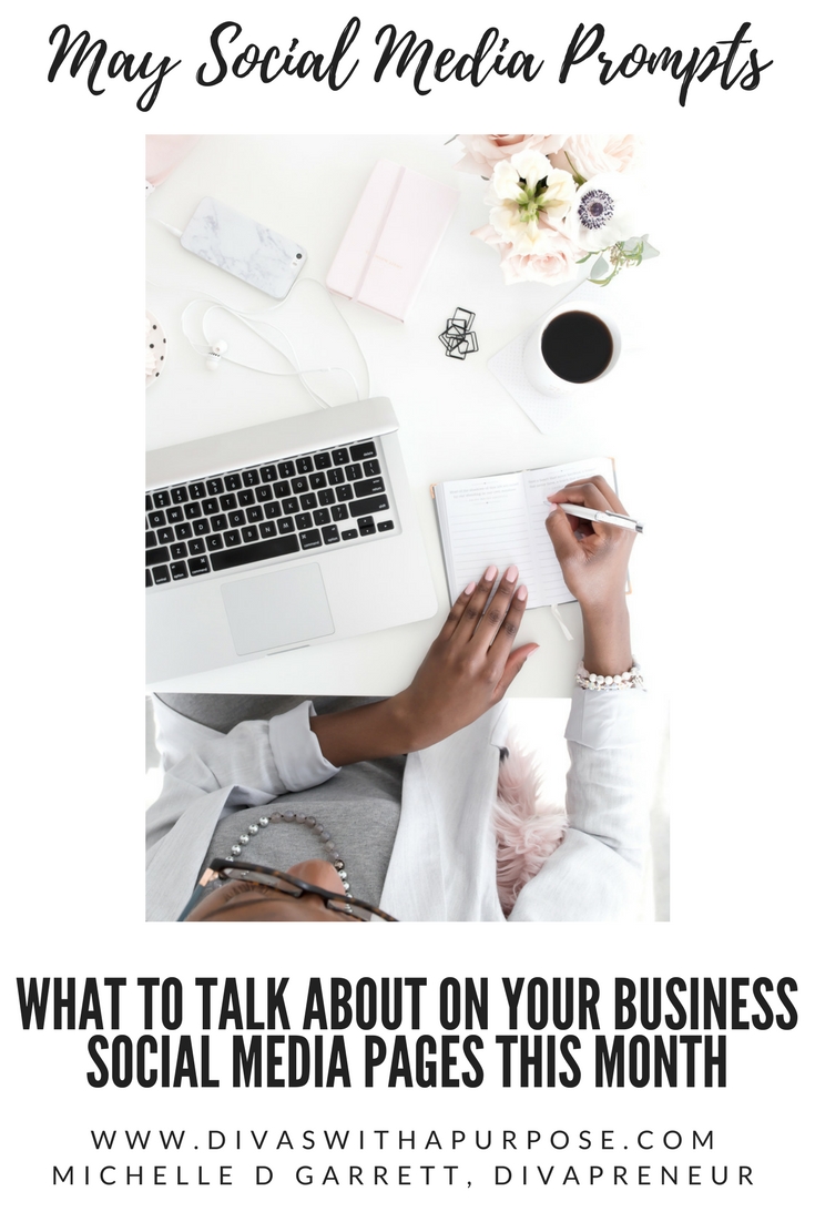 May Social Media Prompts: What to talk about on social media this month with your online community #bizboost #socialmedia