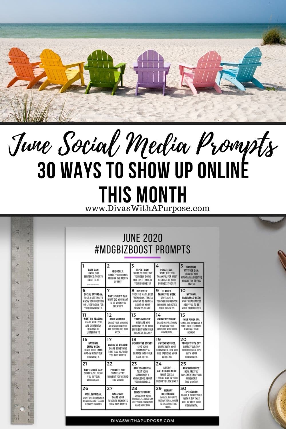 June Social Media Prompts_ Free social media prompts for June to show up consistently online