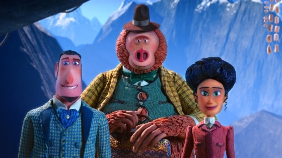 "Missing Link" - (L to R) Sir Lionel Frost voiced by Hugh Jackman, Mr. Link voiced by Zach Galifianakis and Adelina Fortnight voiced by Zoe Saldana in director Chris Butler’s MISSING LINK, a Laika Studios Production and Annapurna Pictures release. #MissingLink