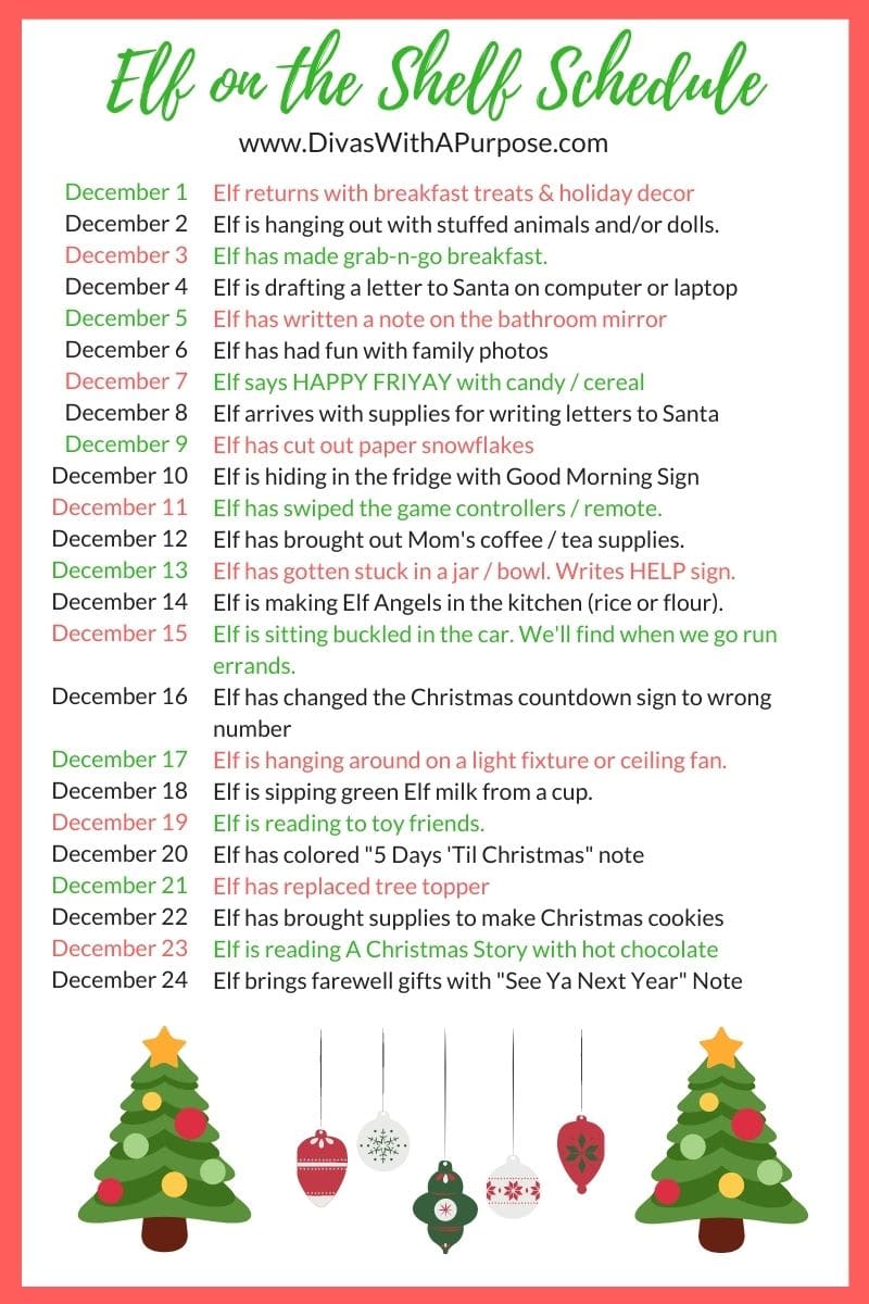 Here is a simple calender of 24 Elf of the Shelf ideas for the upcoming holiday season. A fun and easy way to bring some holiday shenanigans to your home. #elfontheshelf