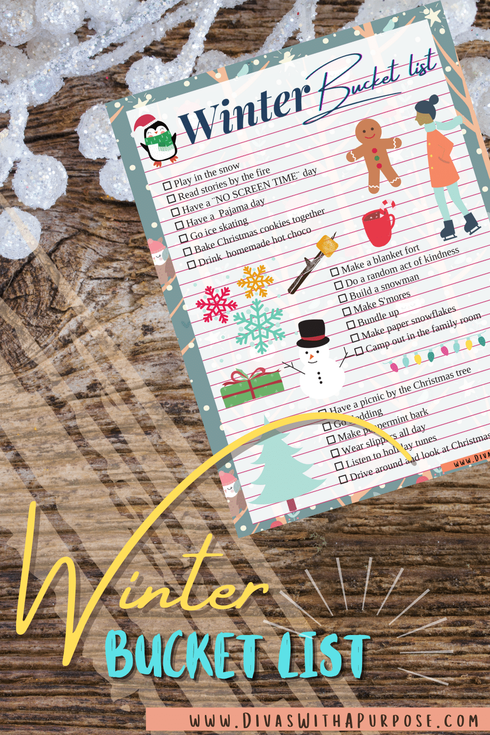 Here are fun ideas to help you plan out your family's winter bucket list. #winterbucketlist #familytime #bucketlist