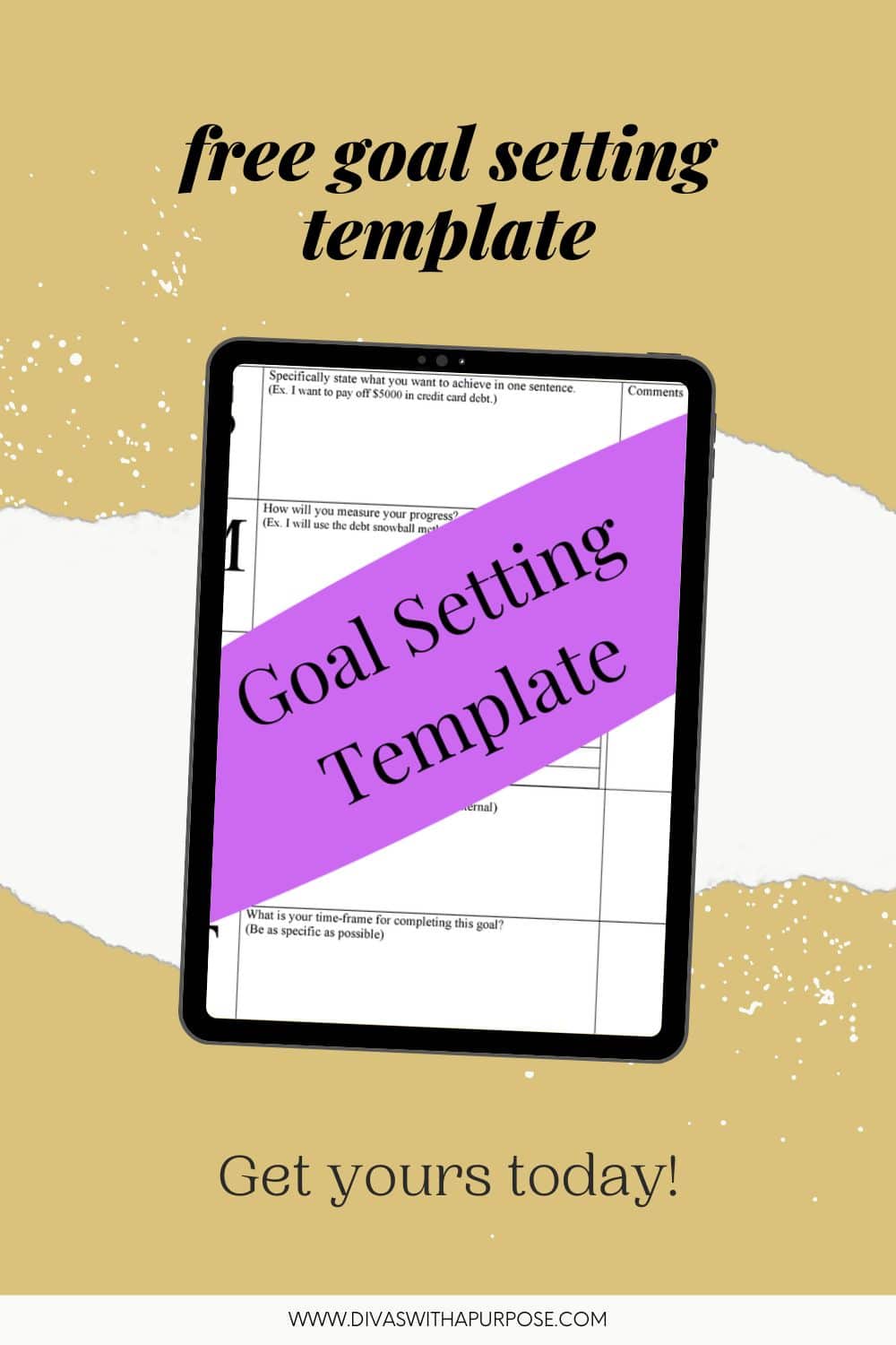 A simple to use goal setting template