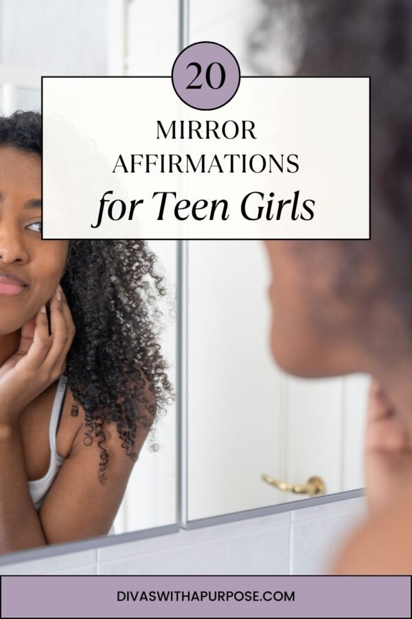 Teenage girl looking in the mirror