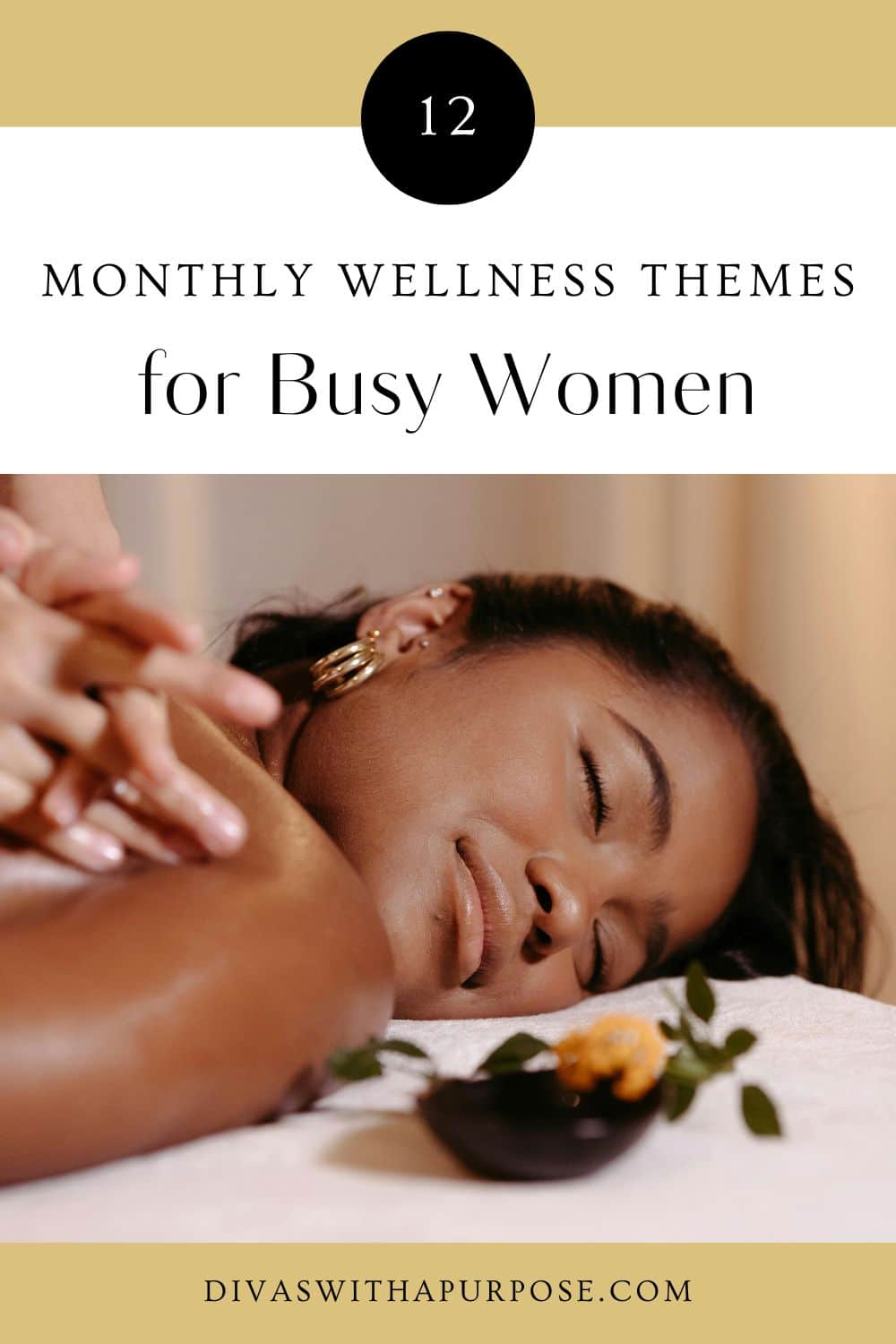 Woman relaxing during a self-care moment, representing monthly wellness themes designed for busy women.