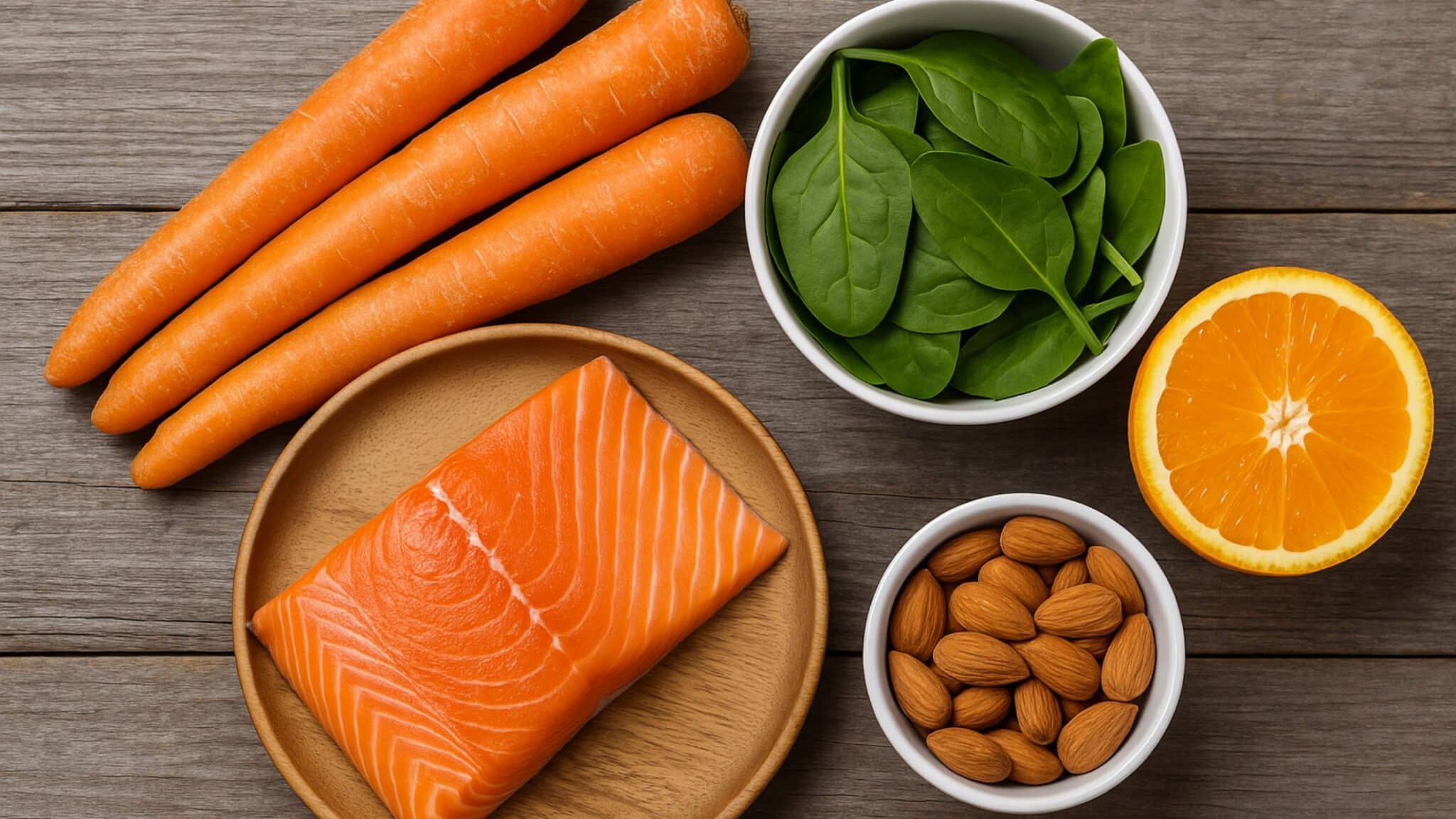 Healthy foods that support vision and annual eye care.