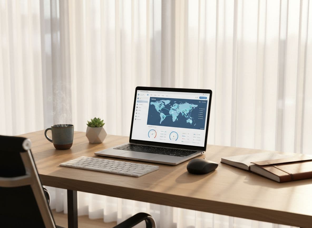Laptop displaying tracking software used to monitor business assets