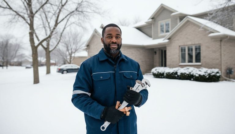 Professional plumber providing plumbing services in Minneapolis during winter weather