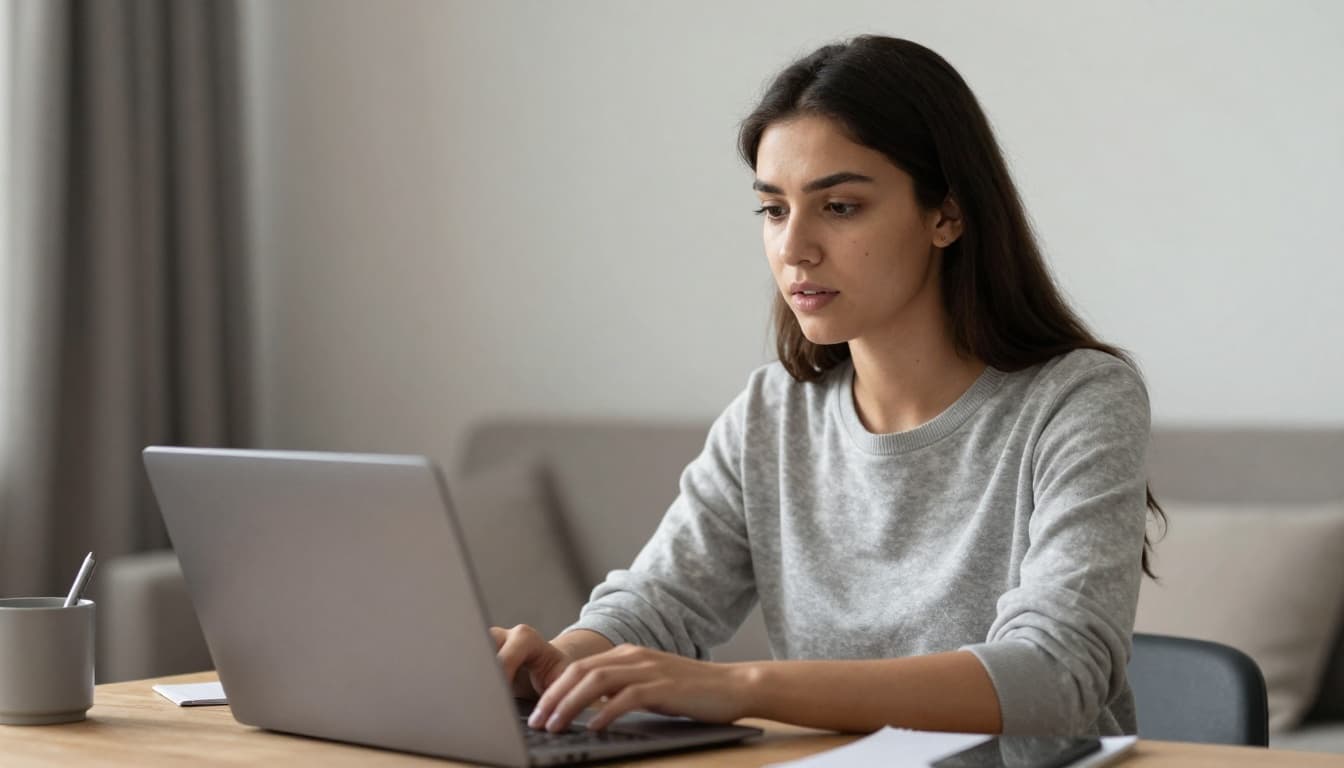 Young woman on a video call receiving support while living abroad as an au pair
