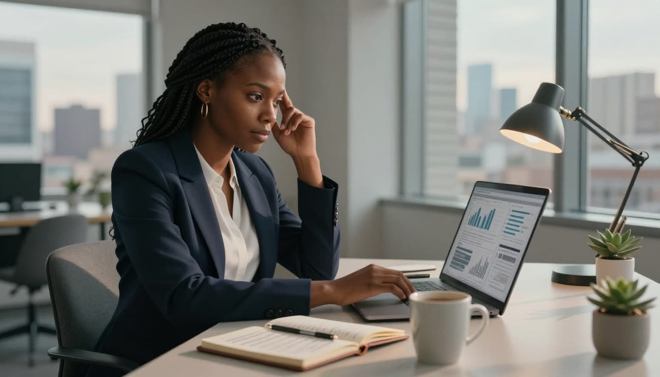 Business professional analyzing data on a laptop during a cybersecurity incident