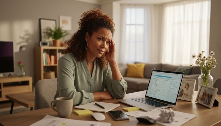 Black woman feeling overwhelmed working with unprofitable clients at home