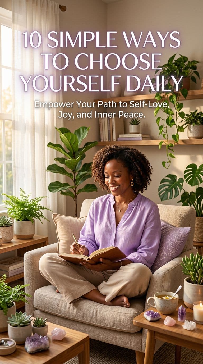 Pinterest graphic for women with tips on how to choose yourself daily and protect your energy