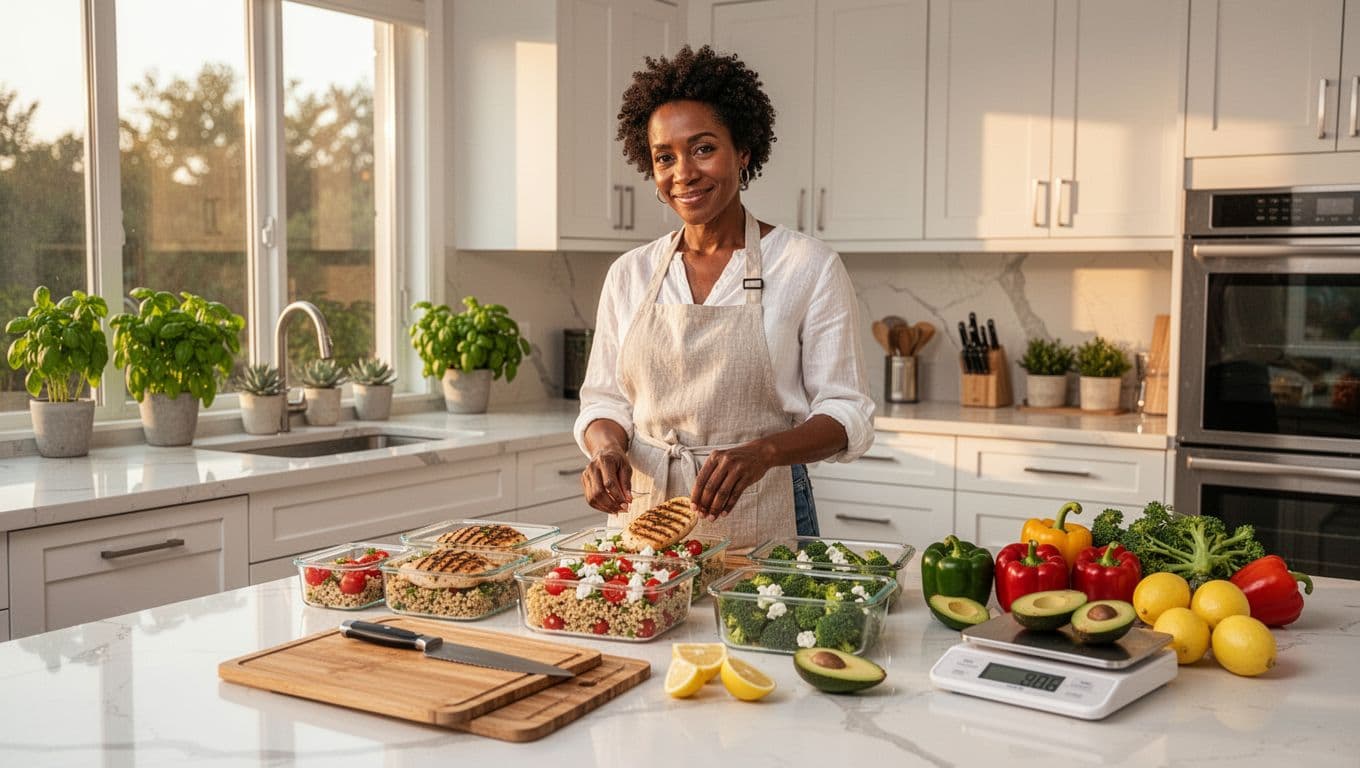 Black woman meal prepping to save time during the week