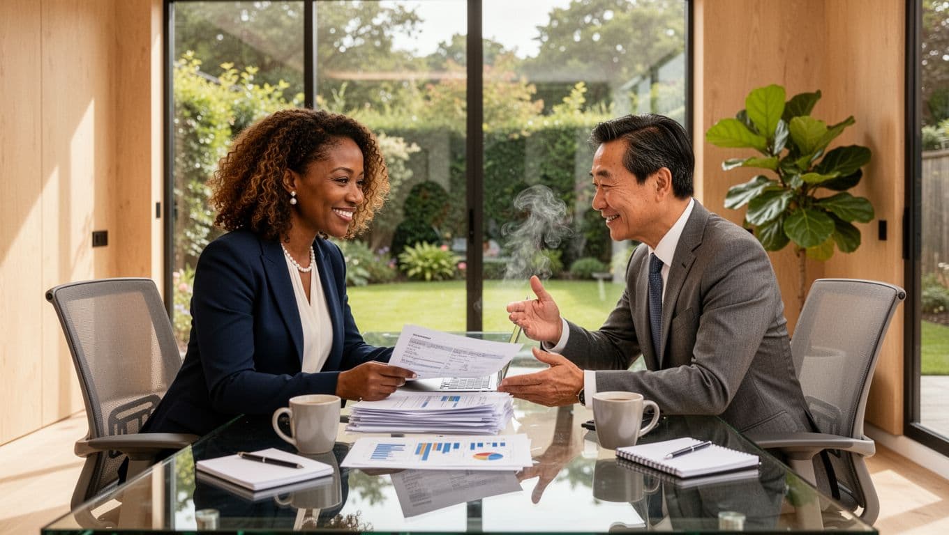 Black woman discussing home loan options with mortgage broker