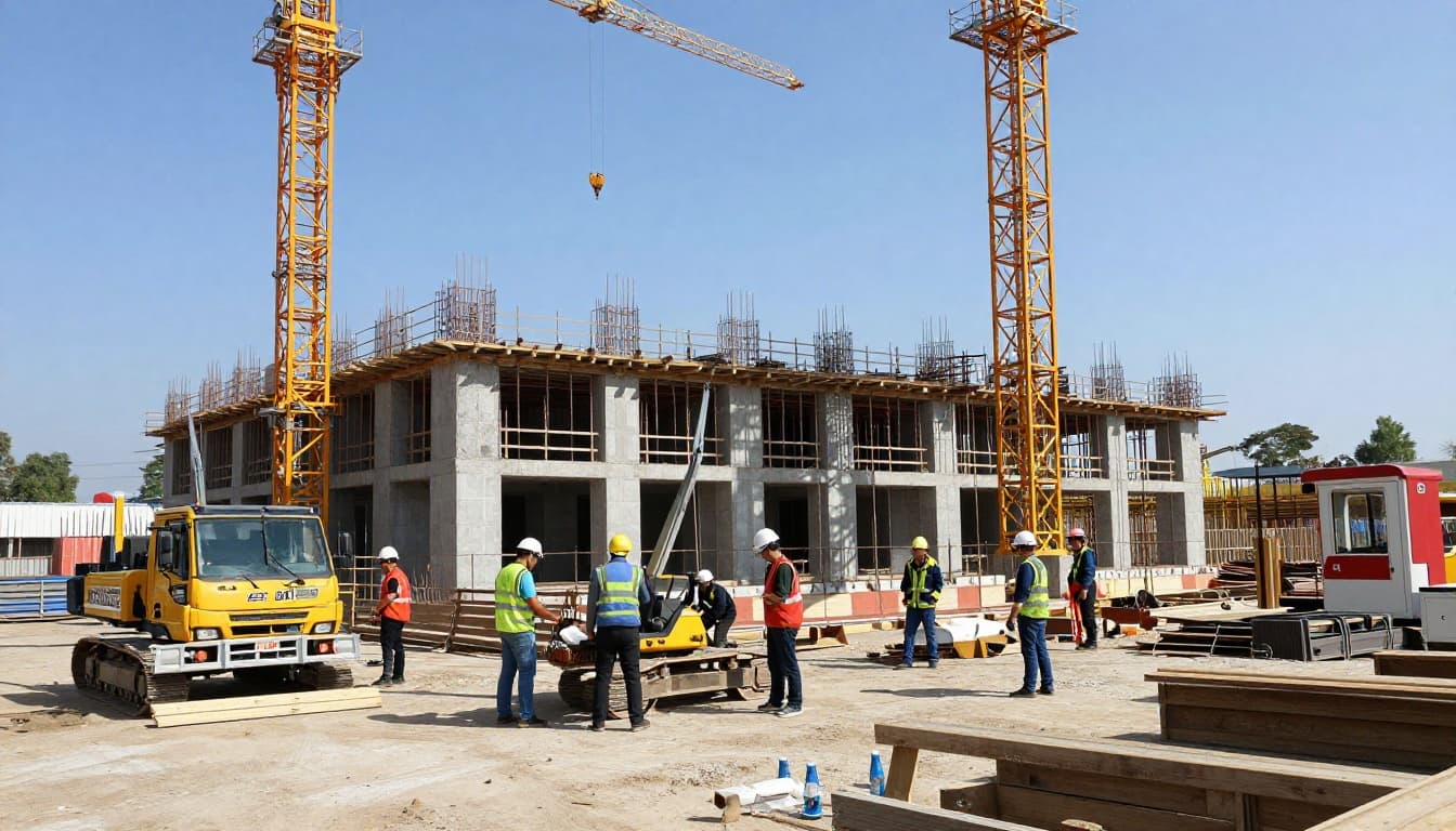 workers on construction site representing job creation through EB-5 investment