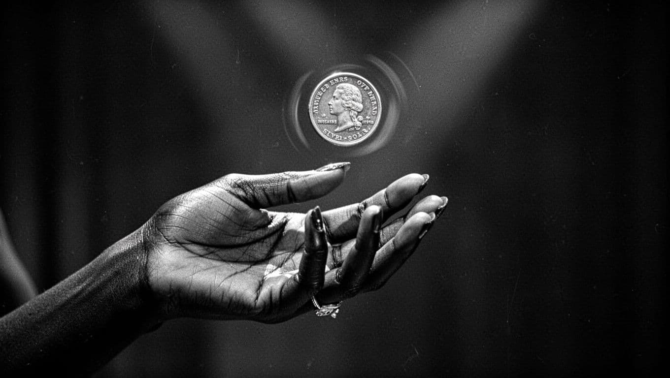 person flipping a coin to make a simple decision