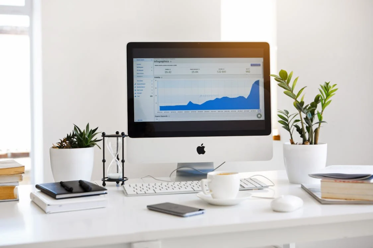 computer screen showing website analytics data and growth metrics