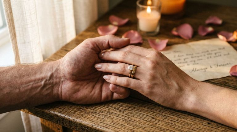 wedding ring and engagement ring symbolizing love and lifelong commitment