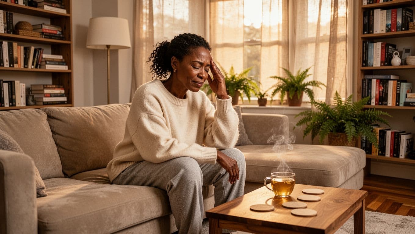 woman feeling tired after concentrating during conversations