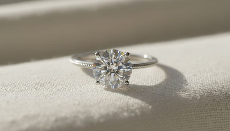 classic solitaire diamond ring on simple band timeless design
