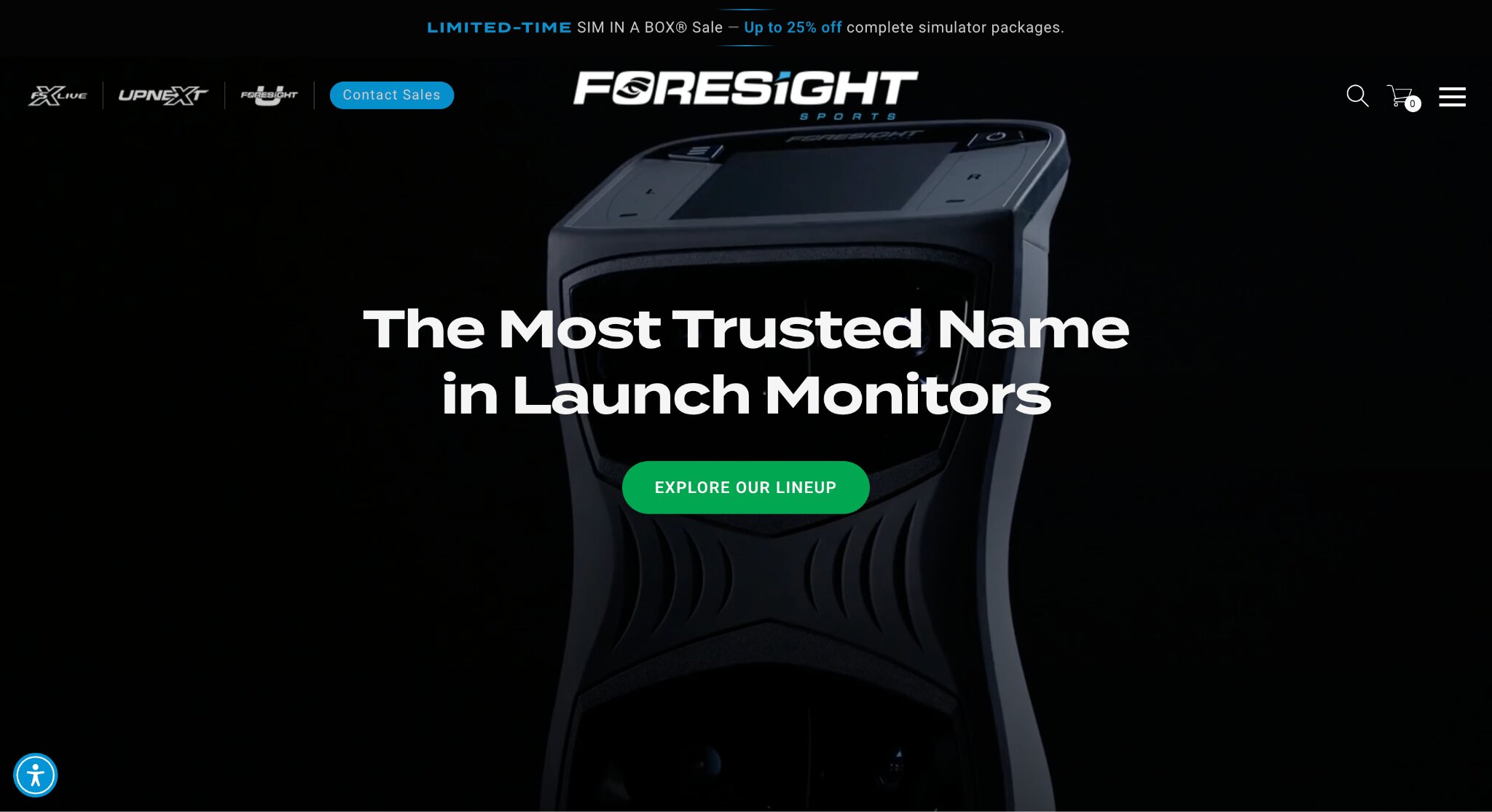 foresight launch monitor device used for tracking golf ball speed, distance, and performance metrics