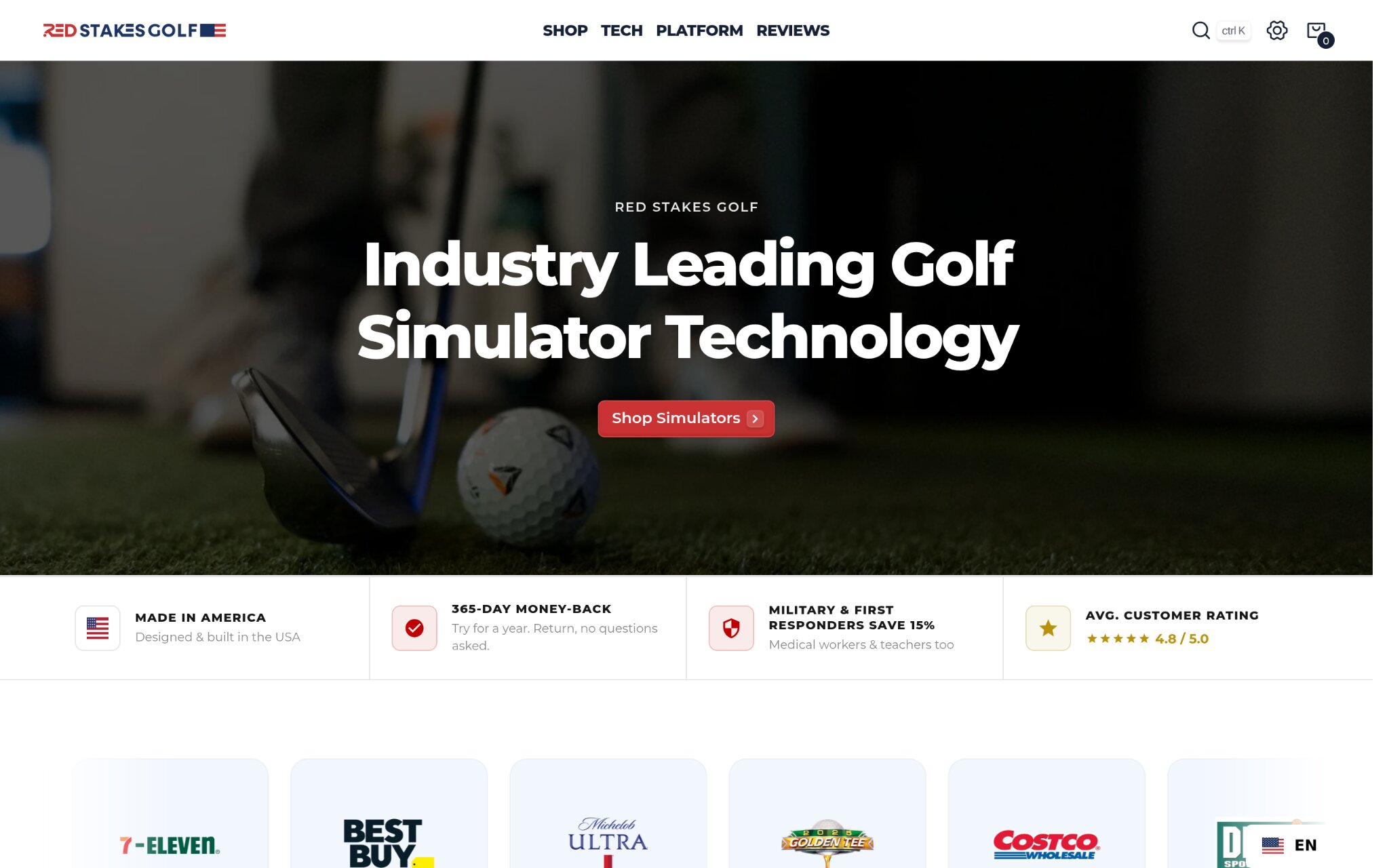 golf simulator technology platform showing launch monitor and digital golf tracking features