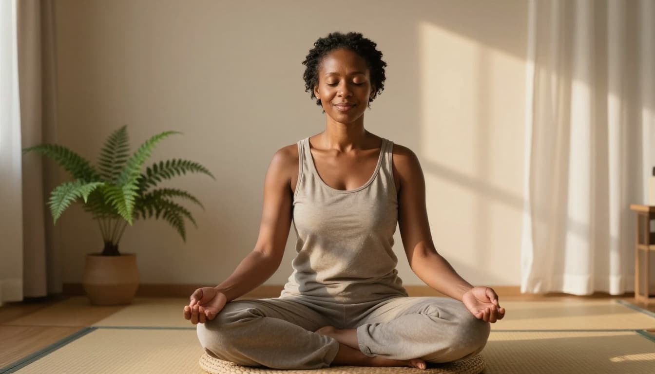woman practicing deep breathing anxiety management coping skills