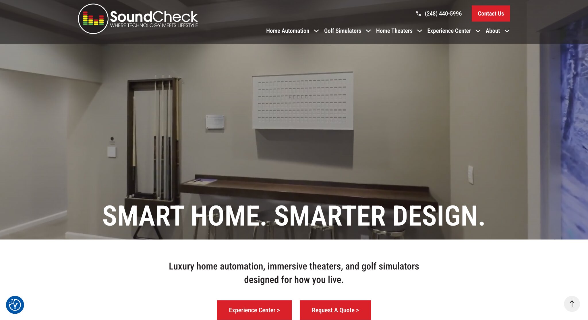 smart home setup with golf simulator and home automation technology in modern interior