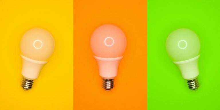 Colorful light bulbs representing creative marketing ideas and innovative business strategies