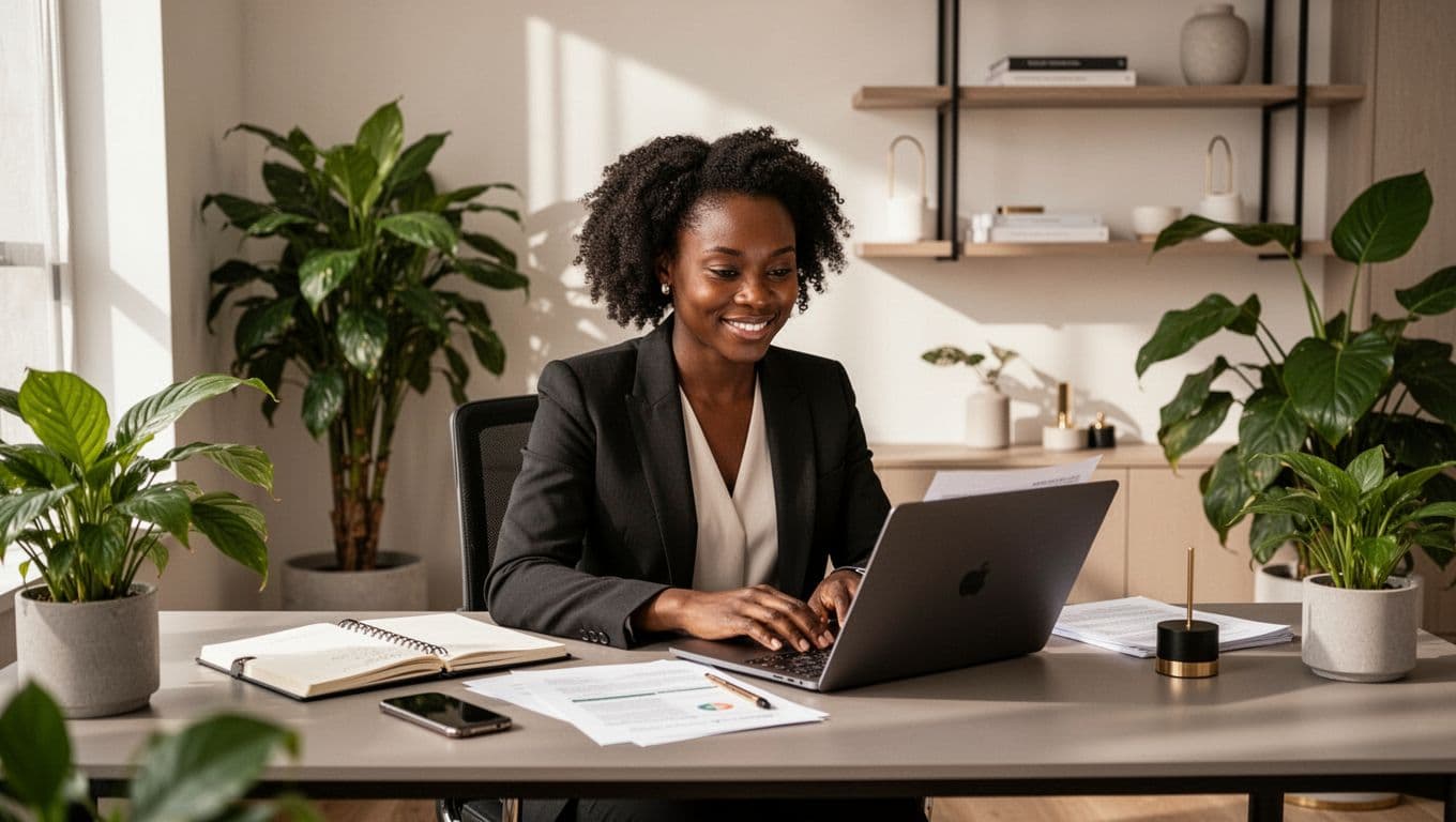 Solo entrepreneur using productivity tools to manage her business efficiently