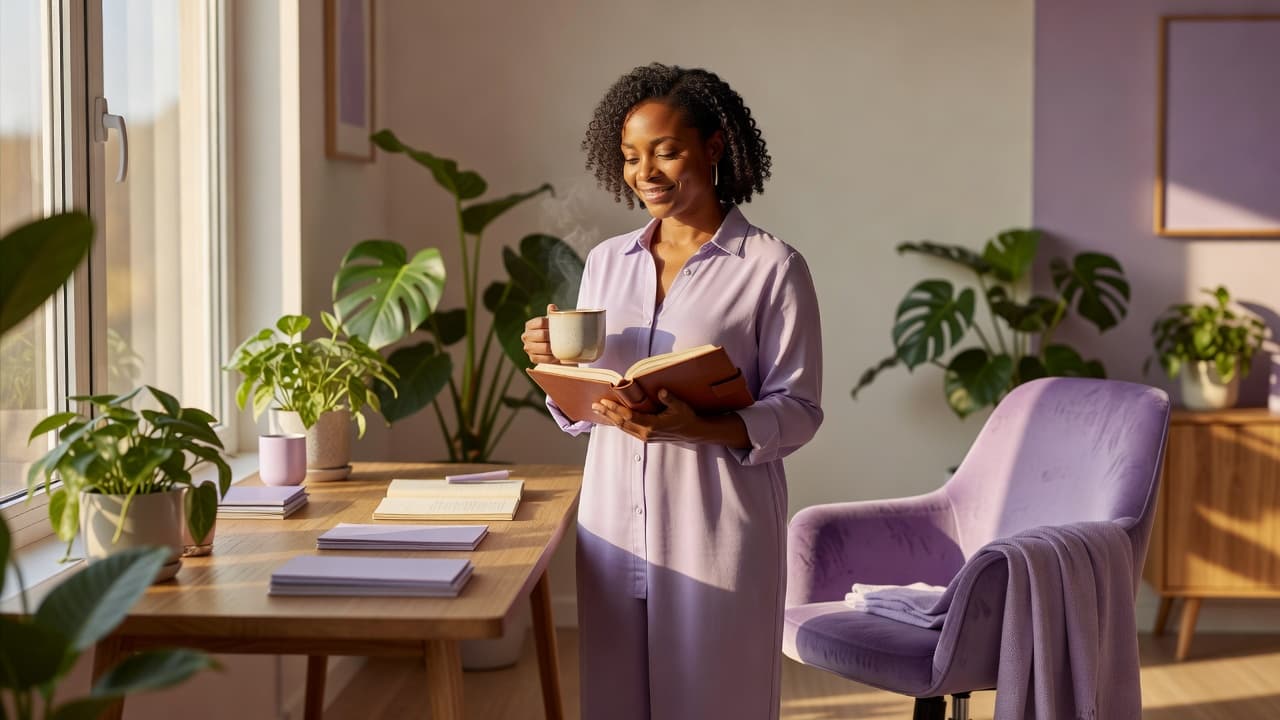 Confident woman practicing self-care and choosing herself every day.