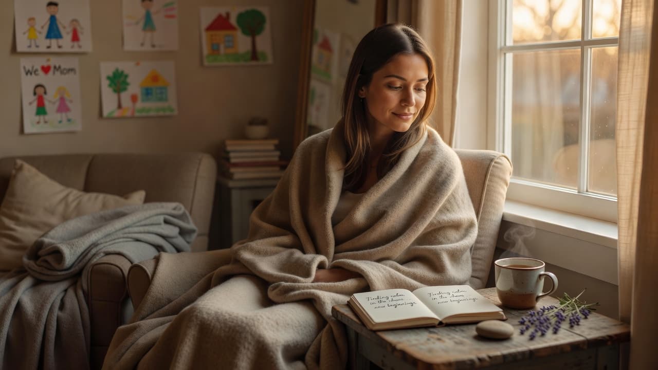 Woman journaling outdoors while navigating family change and focusing on emotional wellbeing