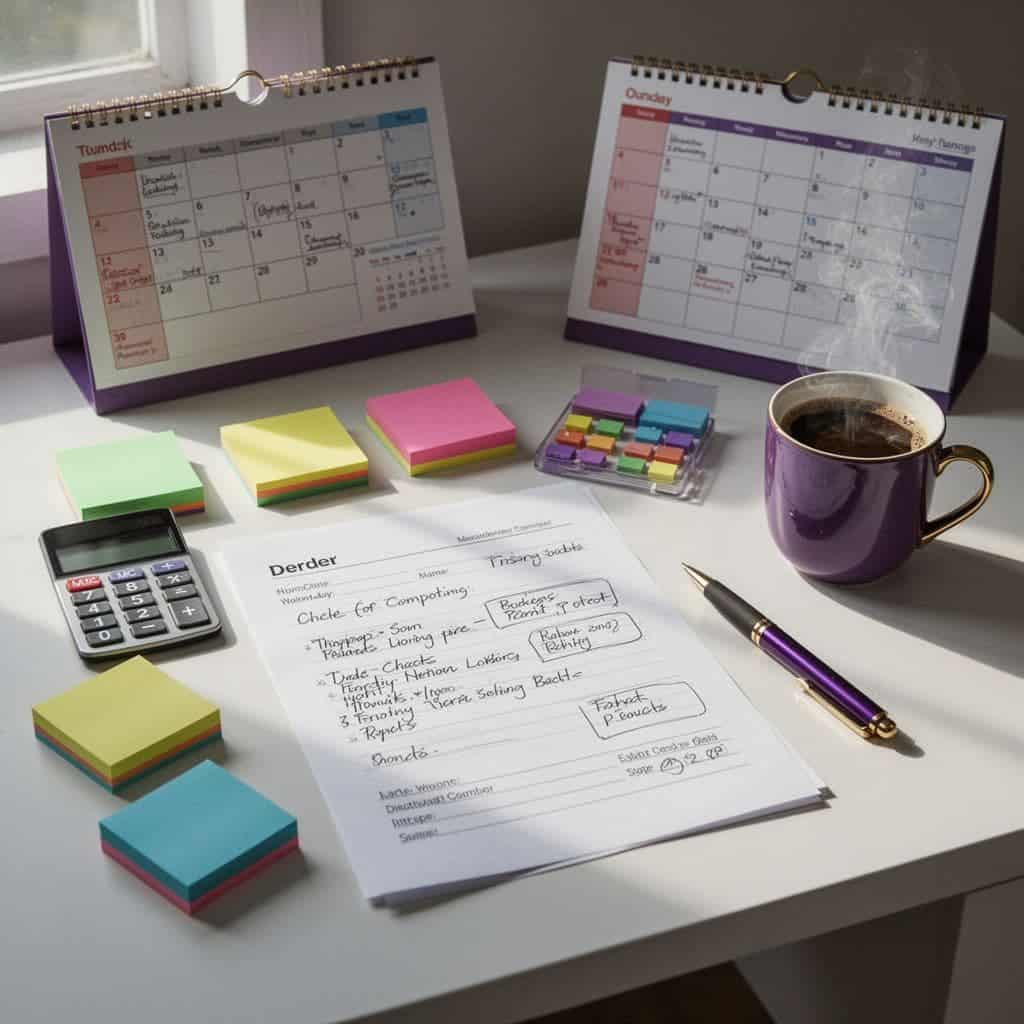 Financial goal planning worksheet with budgeting tools and savings goals.