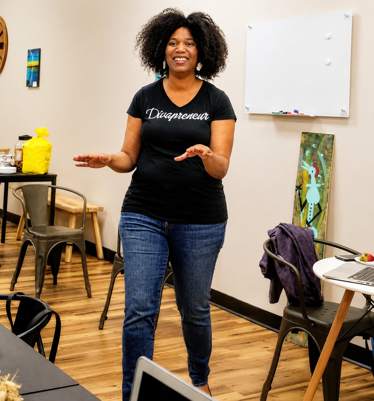 Michelle D. Garrett speaking to aspiring women entrepreneurs about starting and growing a successful business.