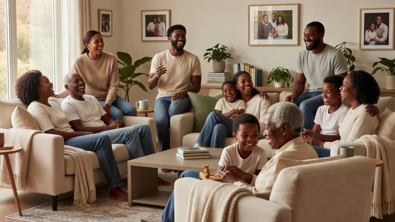 Multigenerational Black family spending quality time together at home