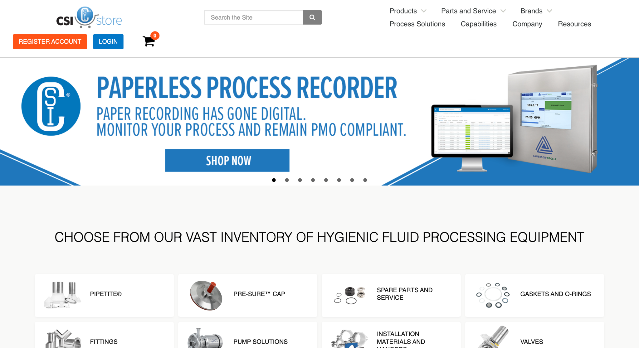 Screenshot of the Central States Industrial Store homepage